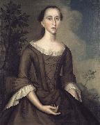 Joseph Badger Mrs. John Haskins (Hannah Upham) oil